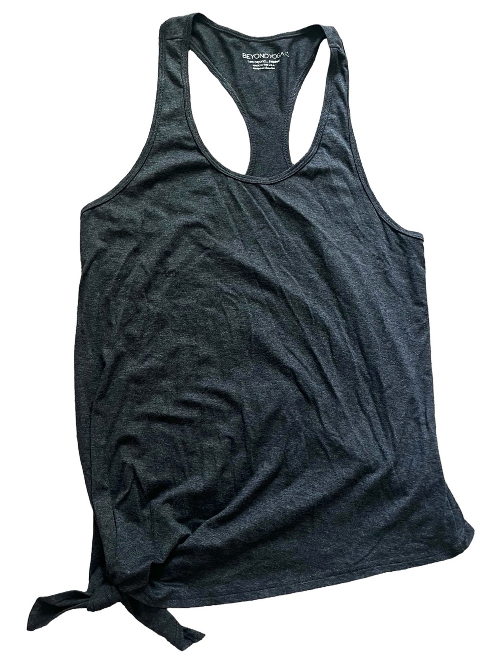 Beyond Yoga Charcoal Heather Racerback Tie‑Front Tank Top Large